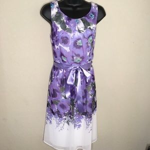 Dress Barn Purple Floral Midi Dress